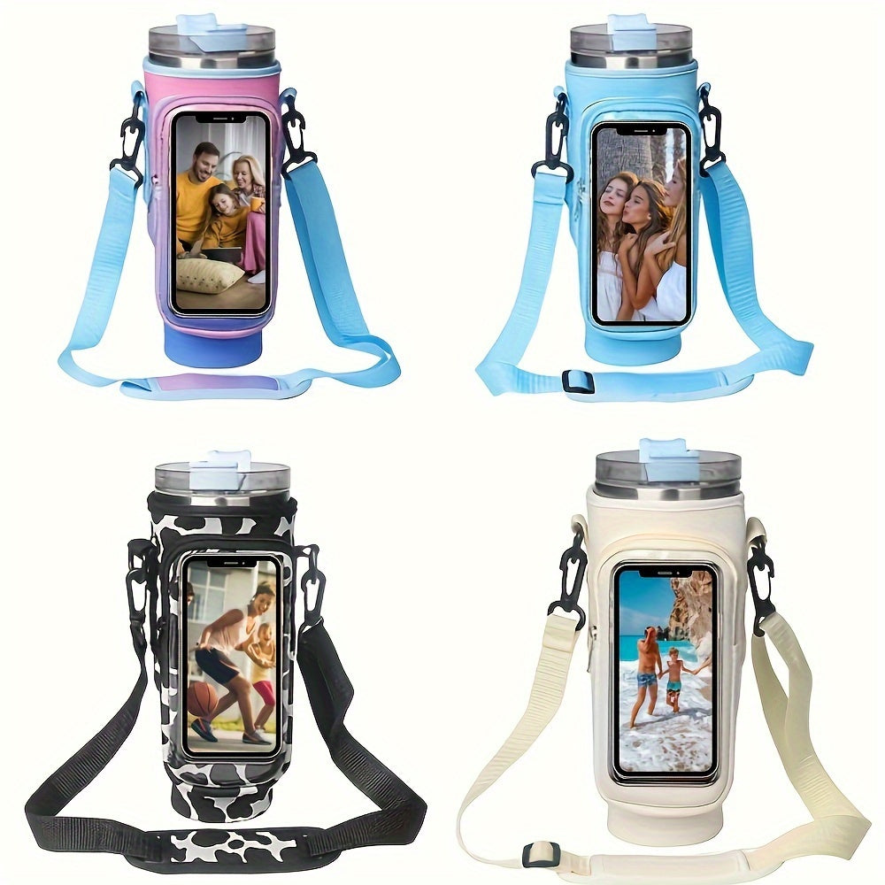 Touchscreen Insulated Cup Cover with Adjustable Strap