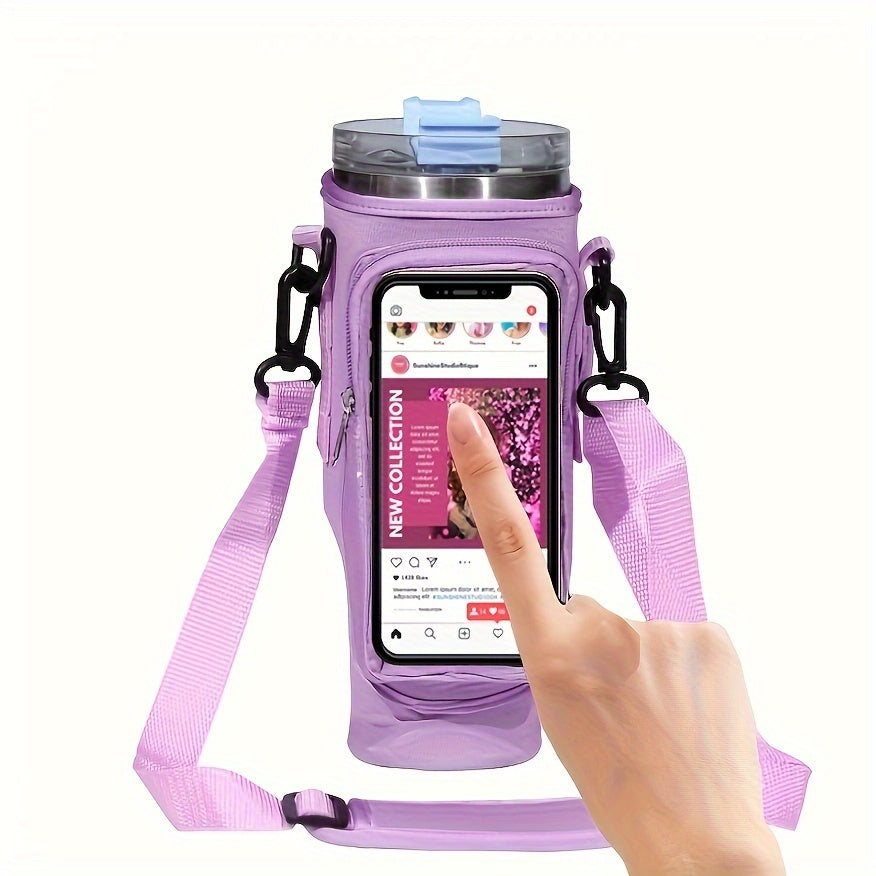 Touchscreen Insulated Cup Cover with Adjustable Strap