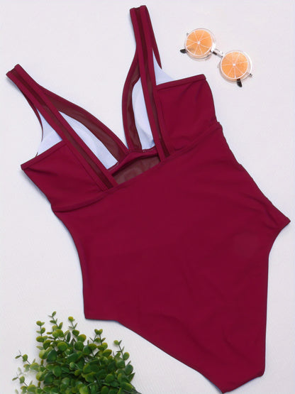 Contrast Mesh One Piece Swimsuit