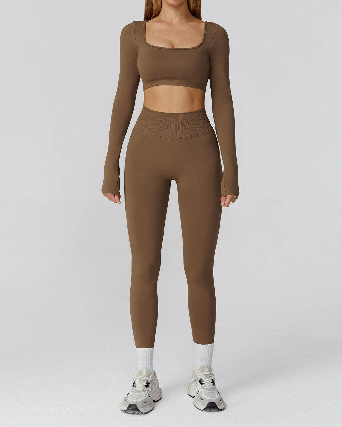 Athletic Wear with Long Sleeve Crop Top and Legging