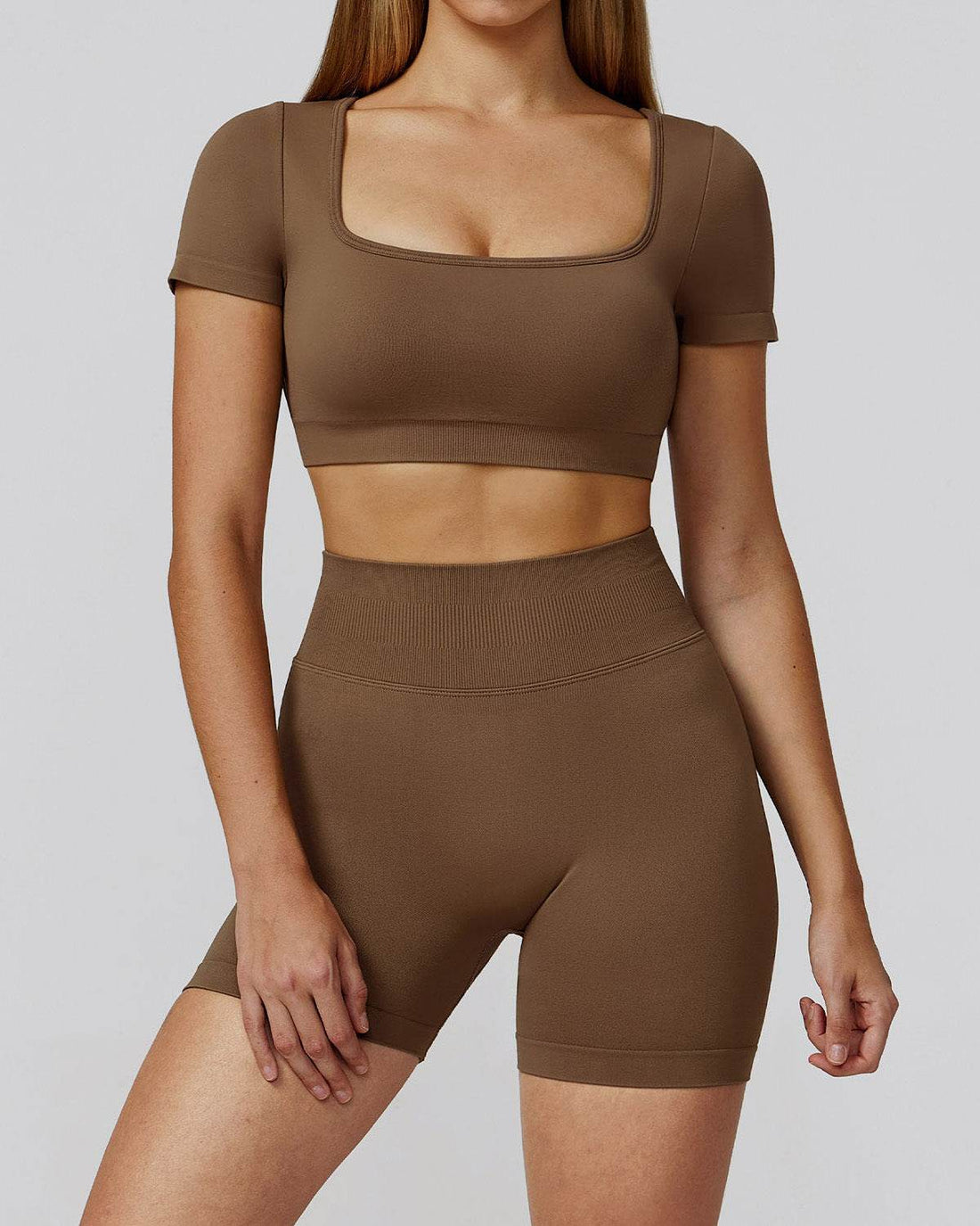 Athletic Wear with Short Sleeve Crop Top and Short