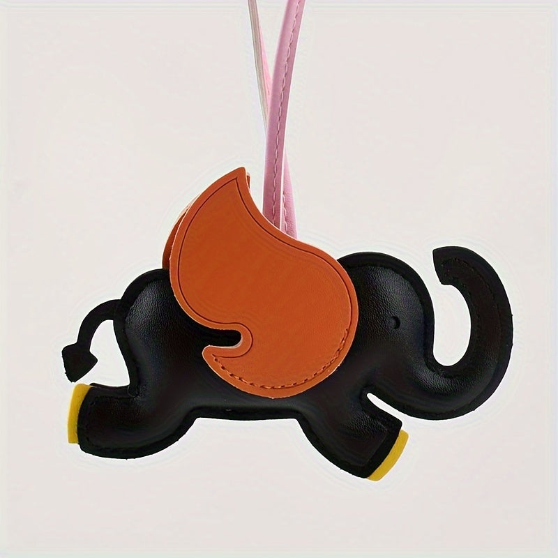 Flying Elephant PU Leather Keychain