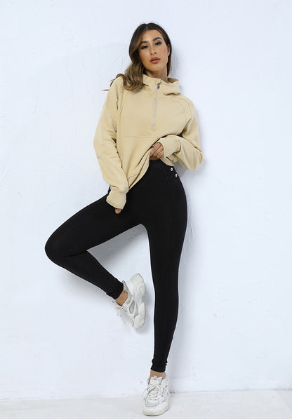 Women Winter Sports Cotton Zip Hoodies