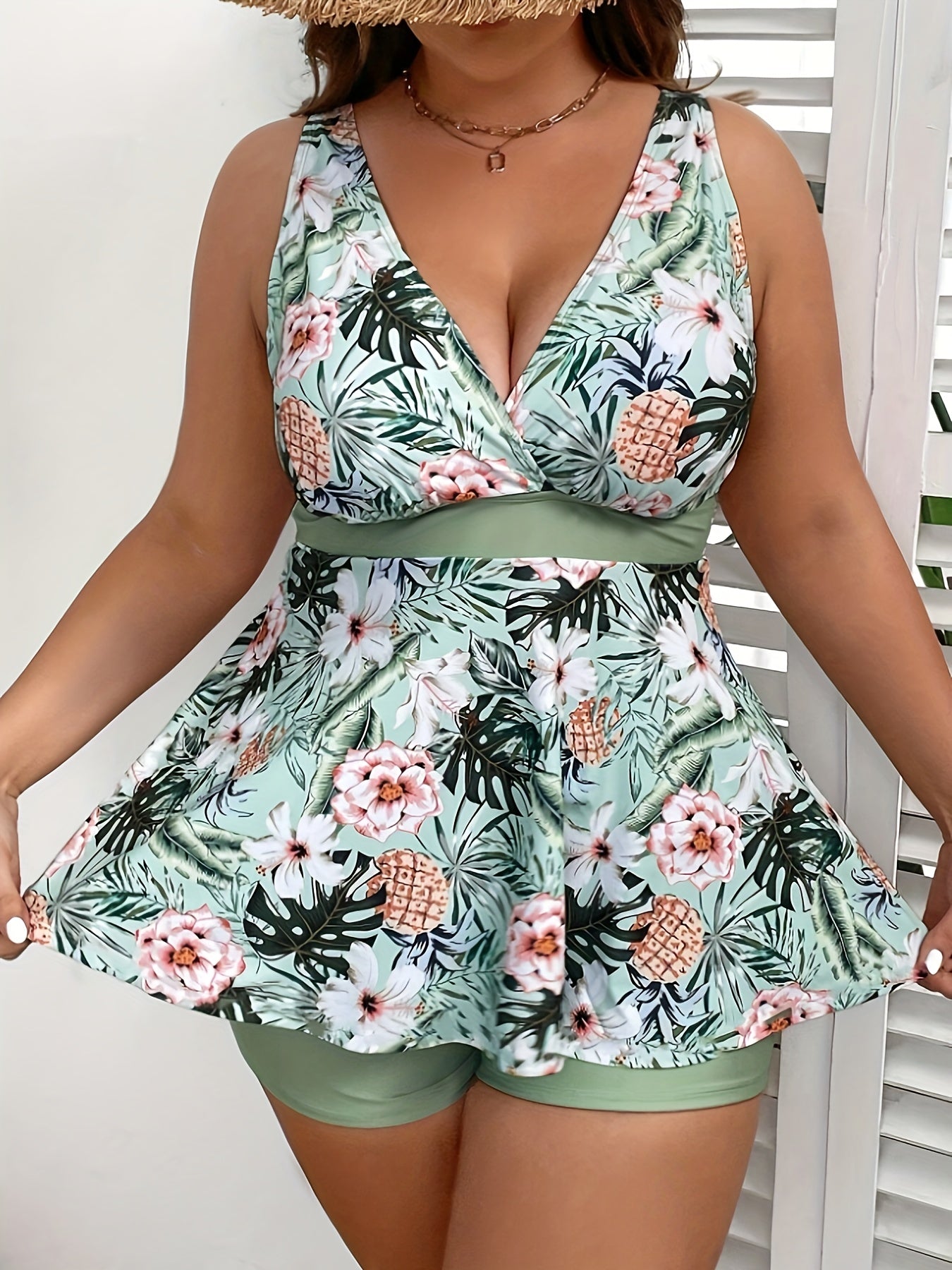 Plus Size Tropical Print Set