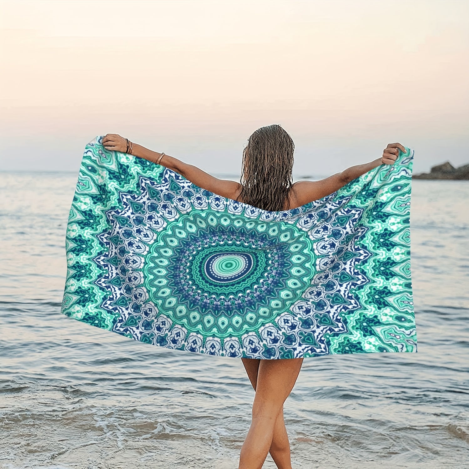 Floral Mandala Pattern Beach Towel