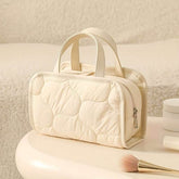 Solid Color Portable Cosmetic Bag with Handle