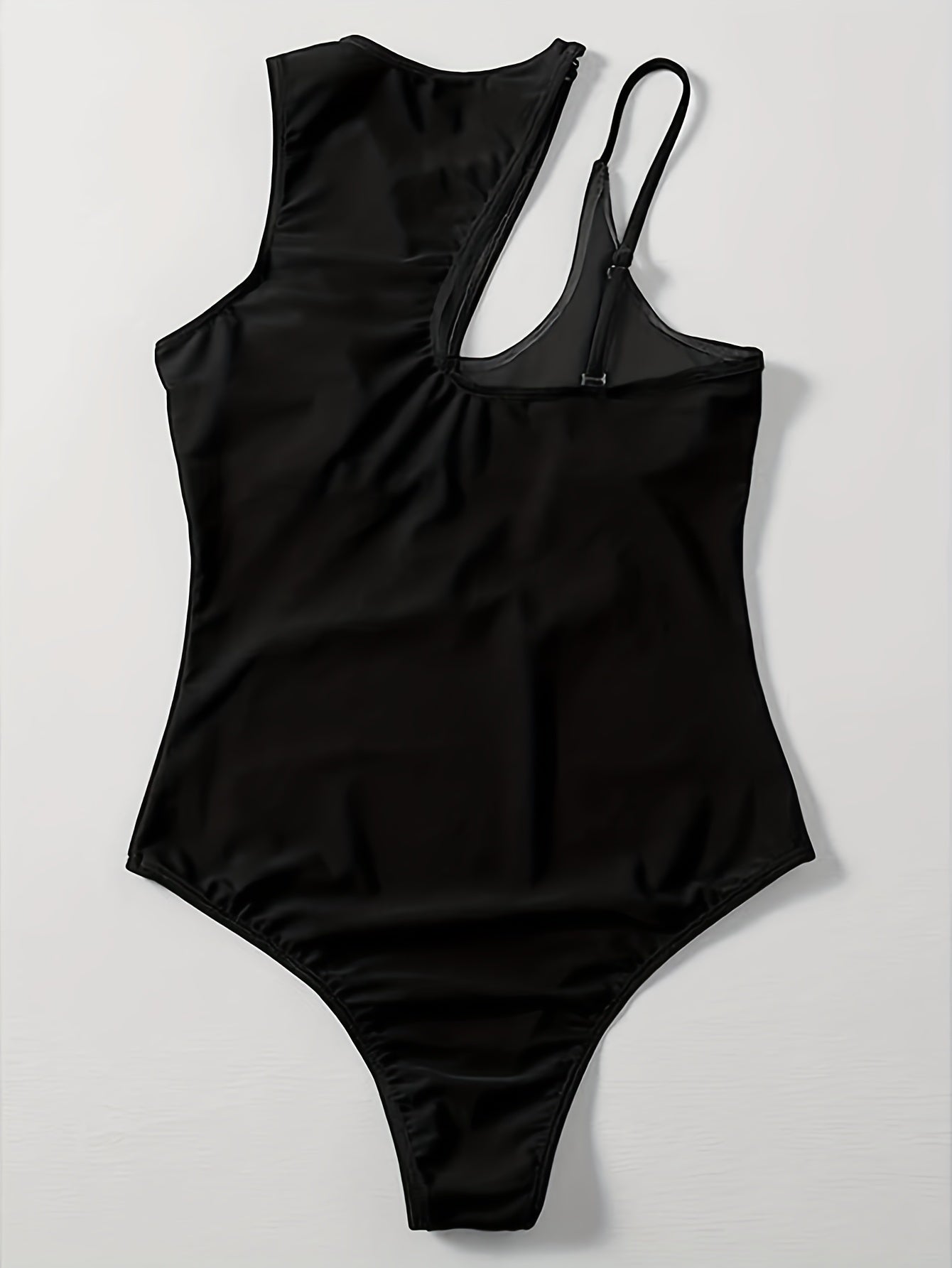 Asymmetric Cut Out One Piece Stretchy Swimsuit