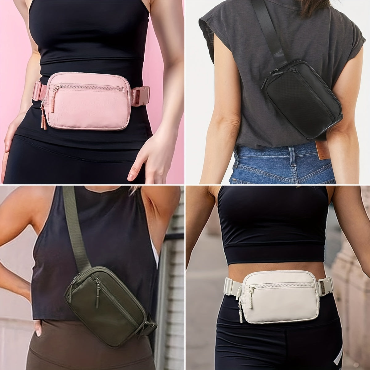 Waist Bag with 4 Zipper Pockets