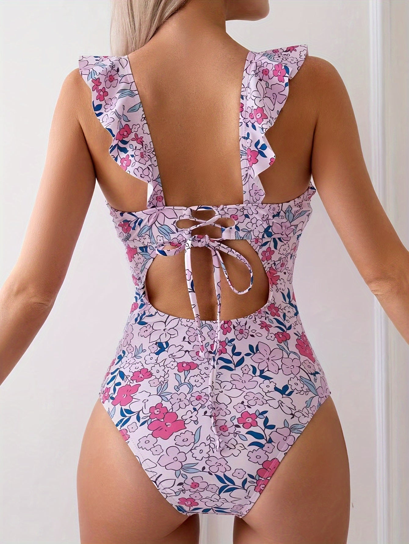 Floral Pattern Fashion One-piece Swimsuit