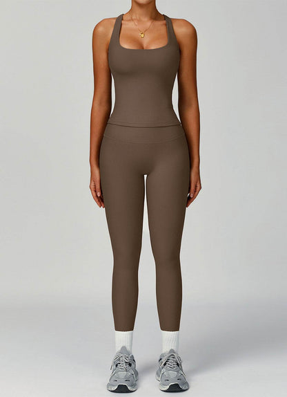 Ribbed Activewear Set with Sports Tank Top and Legging