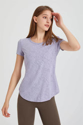 Back Cutout Twist Knot Short Sleeve T-Shirt