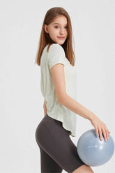 Back Cutout Twist Knot Short Sleeve T-Shirt