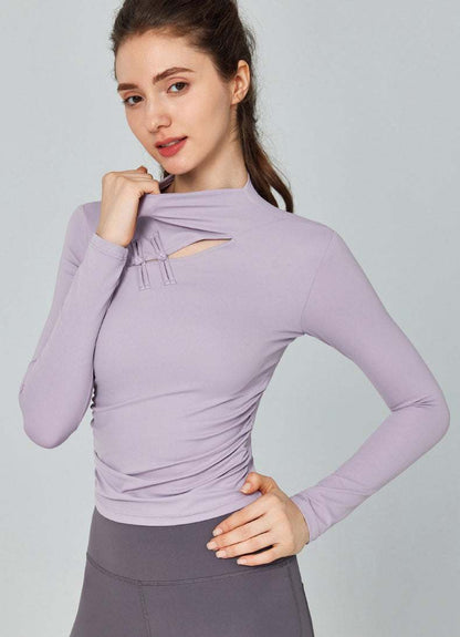 High Neck Hollow Out Yoga Long Sleeve Top | Chic &amp; Comfortable