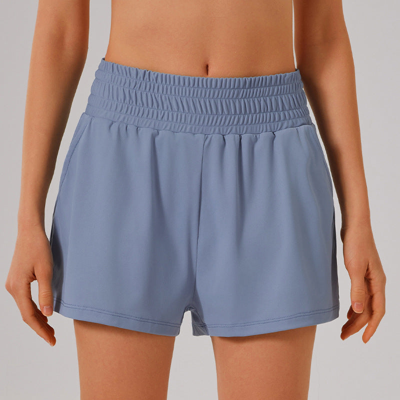High Waisted Athletic Shorts with Pocket and Lined Short