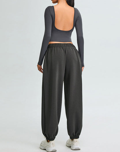 Activewear Set with U-Shaped Back Top and Sweatpant