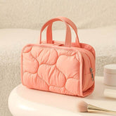 Solid Color Portable Cosmetic Bag with Handle