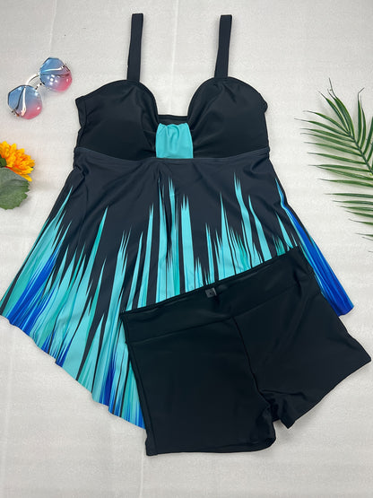 Plus Size Two Piece Vacay Tankini Set