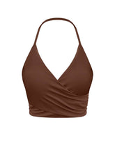 Halter Sports Tank Crop Tops with Removable Bra Pad