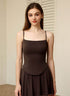 Curved Hem Sports Spaghetti Straps Tank Tops with Chest Pad
