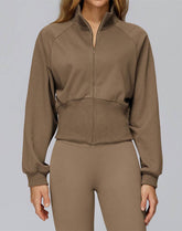 Zip Up Casual Jacket Workout Long Sleeve Crop Tops
