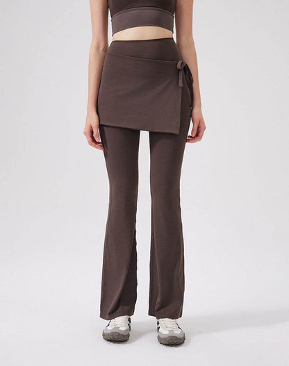 High Waisted Yoga Flare Leggings Wide Leg Pant with Skirt