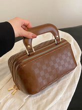 PU Leather Pouch Open Flat Cosmetic Bags with Handle