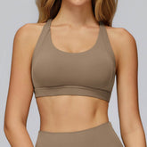 Cross Back Strappy Athletic Bras with Removable Pads