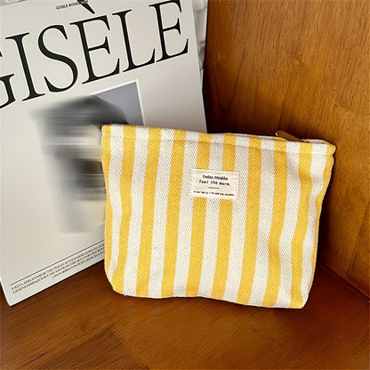 Striped Pattern Zipper Cosmetic Bag