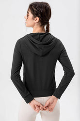 Zip Up Hooded Active Outerwear with Drawstring