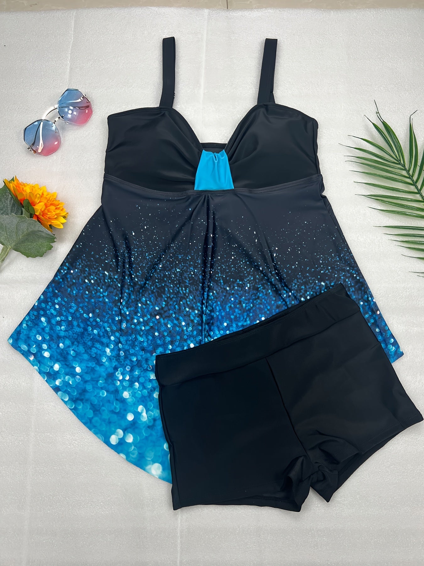 Plus Size Two Piece Vacay Tankini Set