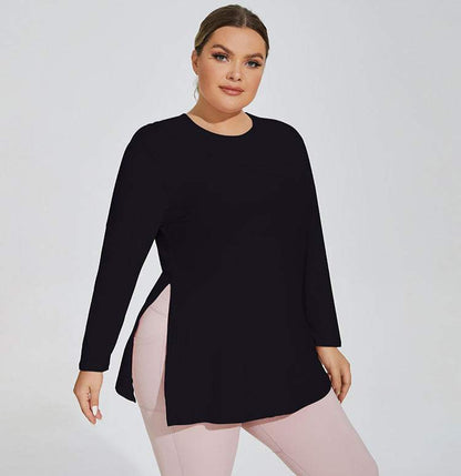 Plus Size Yoga Long Sleeve Hooded T-Shirt | Comfortable &amp; Stylish