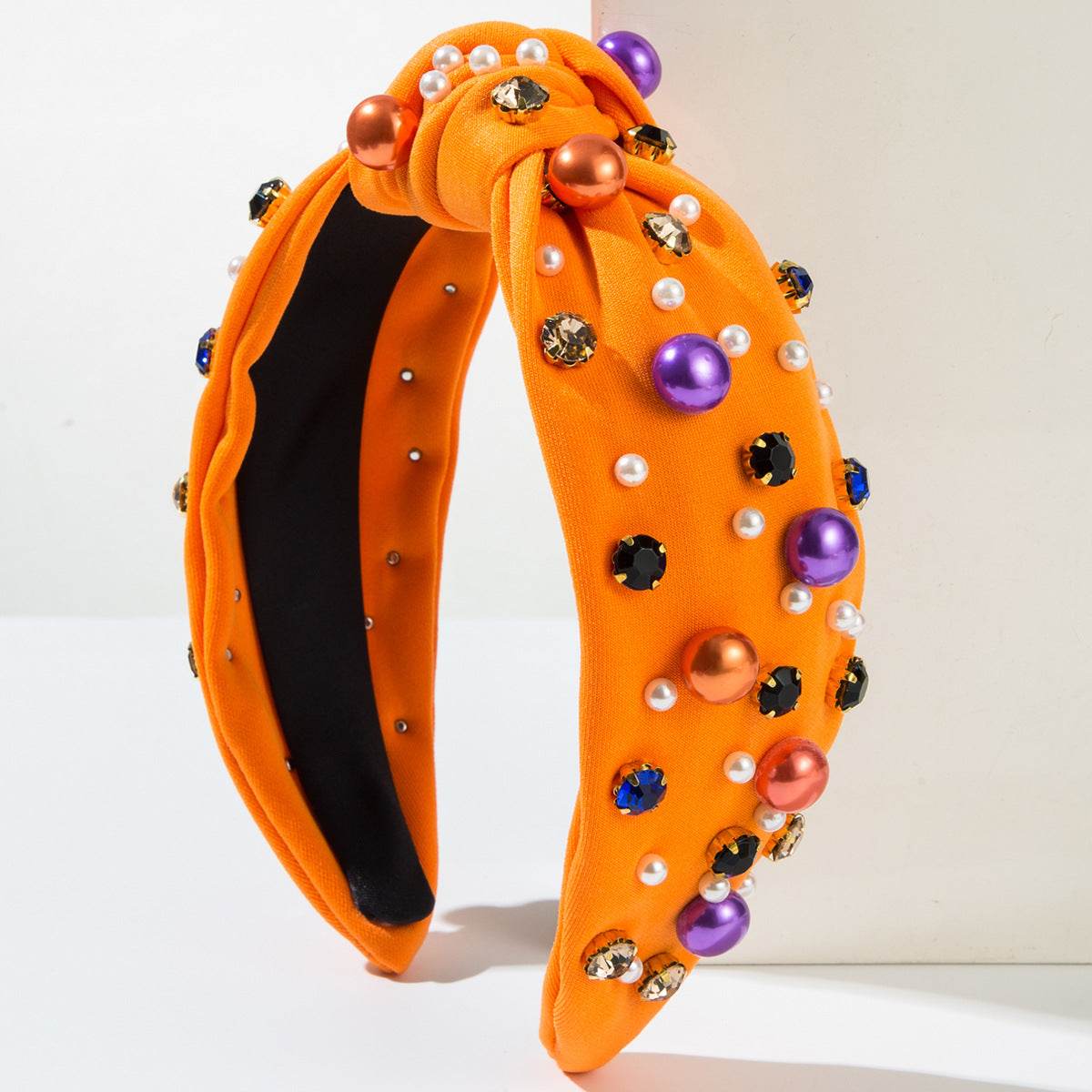 Halloween Pearl Rhinestone Knotted Headband Hair Accessories