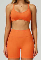 Sport Set with Color Block Sports Bras and Short
