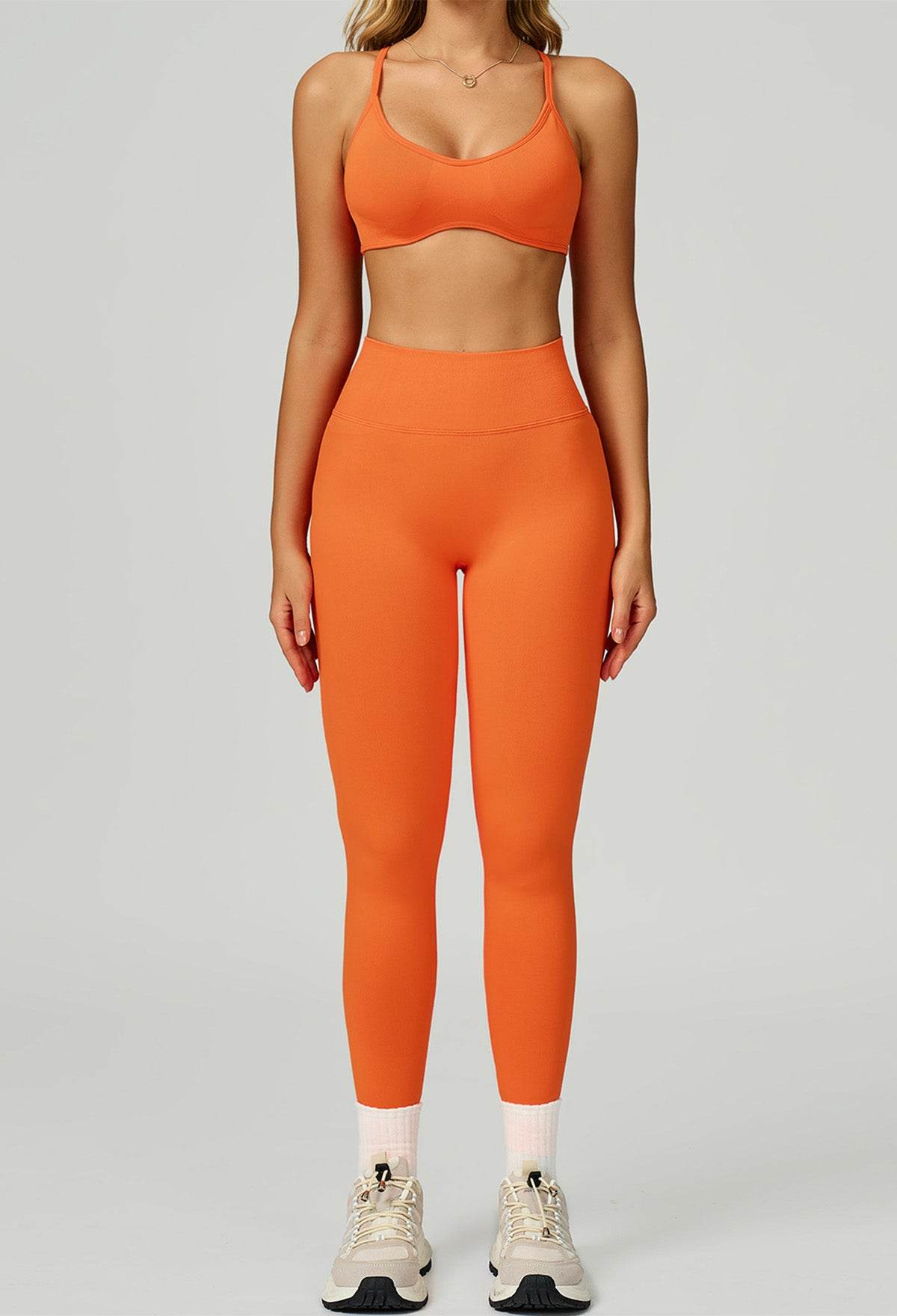 Sport Set with Color Block Sports Bras and Legging