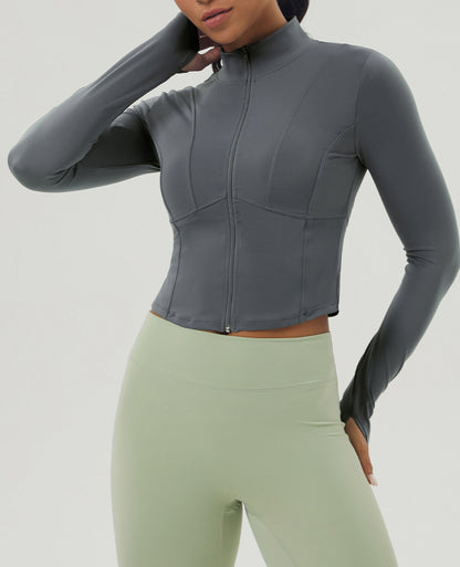 Slim Zipper Long Sleeve Yoga Fitness Wear Coat