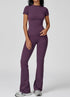 Sports Wear with Short Sleeve T-Shirt and Flared Leg Pants