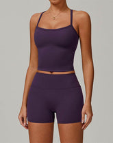 Athletic Wear with Criss Cross Back Tank Top and Short