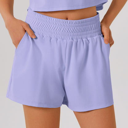 High Waisted Athletic Shorts with Pocket and Lined Short