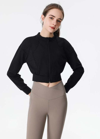 Ribbed Crop Workout Jacket | Trendy &amp; Functional Activewear