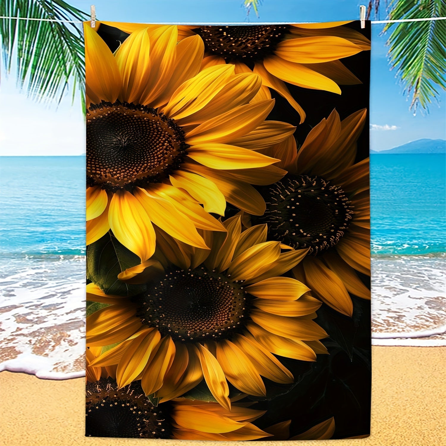 Sunflower Pattern Beach Towel