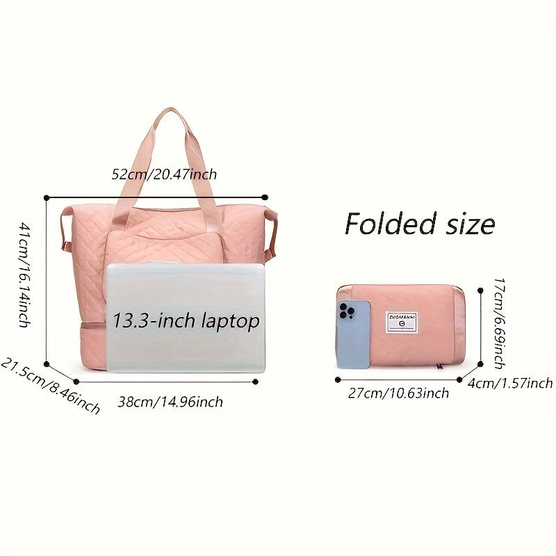 Large Capacity Argyle Pattern Travel Luggage Bag