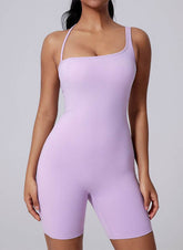 Asymmetric Straps Yoga Shorts Romper Bodysuit