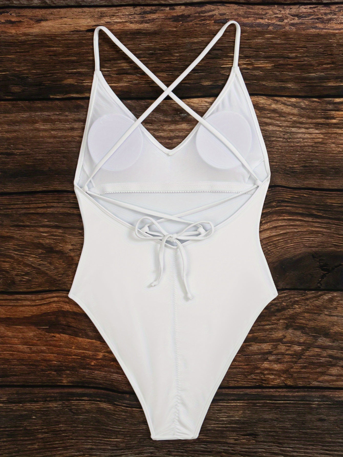 One-piece Backless Criss Cross Tie Swimsuit