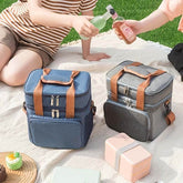 Portable Double Layer Cooler Bag for Lunch or Picnic