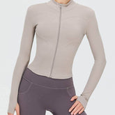 Full Zip Up Yoga Jacket with Thumb Hole