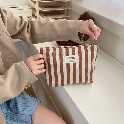 Striped Pattern Zipper Cosmetic Bag