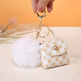 Coin Purse Keychain with Fluffy Pom-Pom