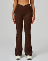 Cross Waist Yoga Flared Pants with Pockets