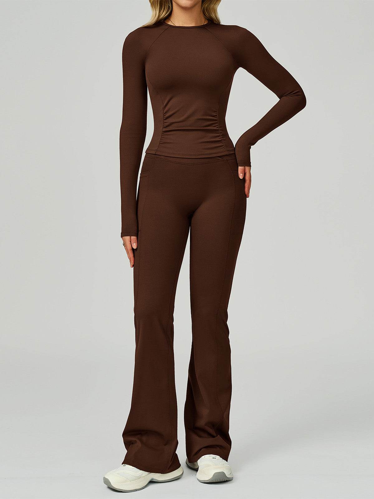 Sport Set with Long Sleeve Crew Neck T-Shirt and Flared Pant