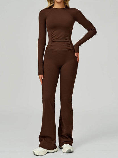 Sport Set with Long Sleeve Crew Neck T-Shirt and Flared Pant
